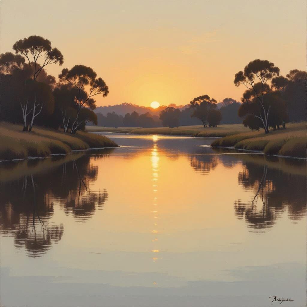 Australian River Landscape at Dusk