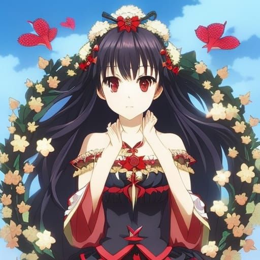 Anime Style Young Lady with Strawberry Wreath