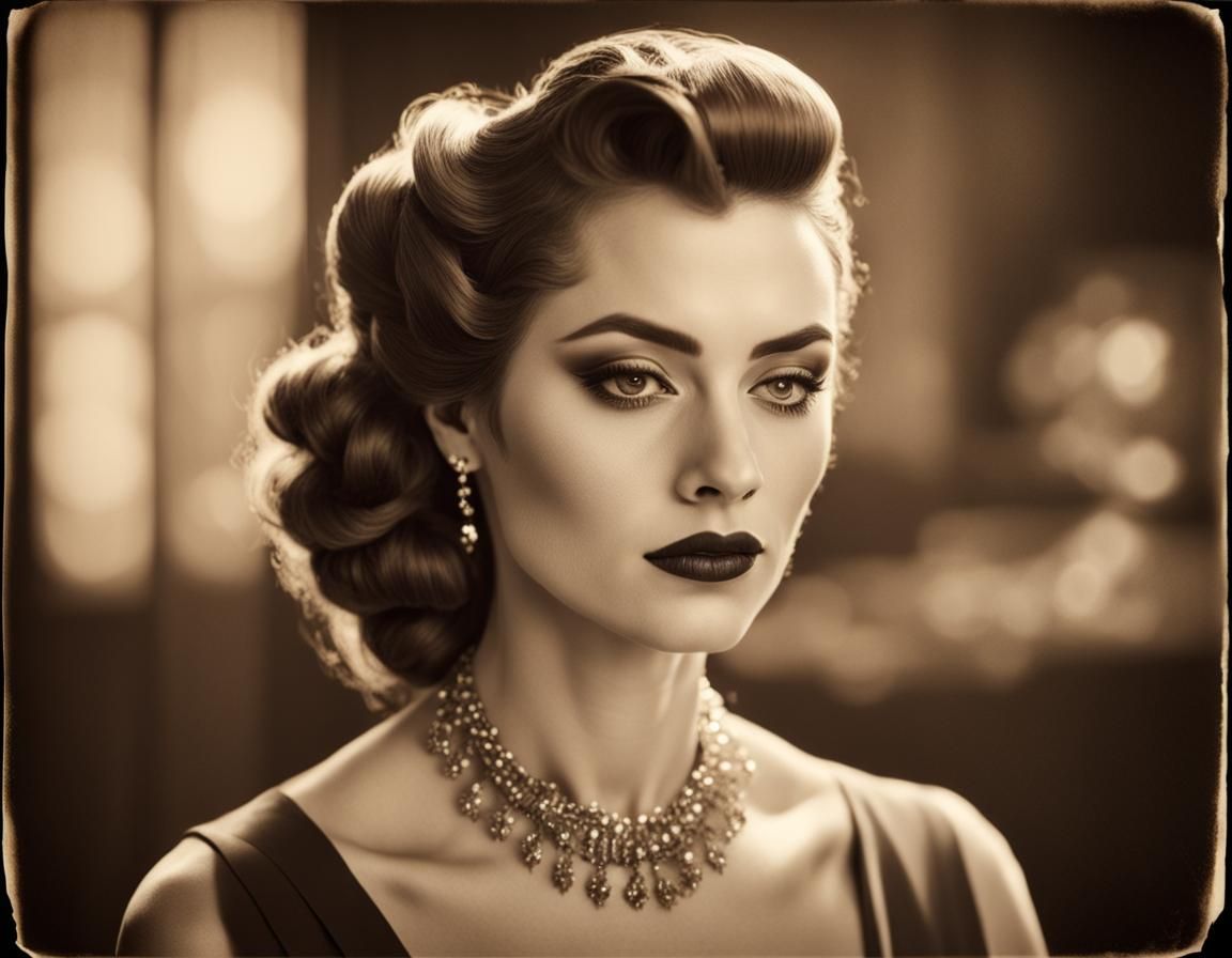Elegant Vintage Woman in Sepia Tones