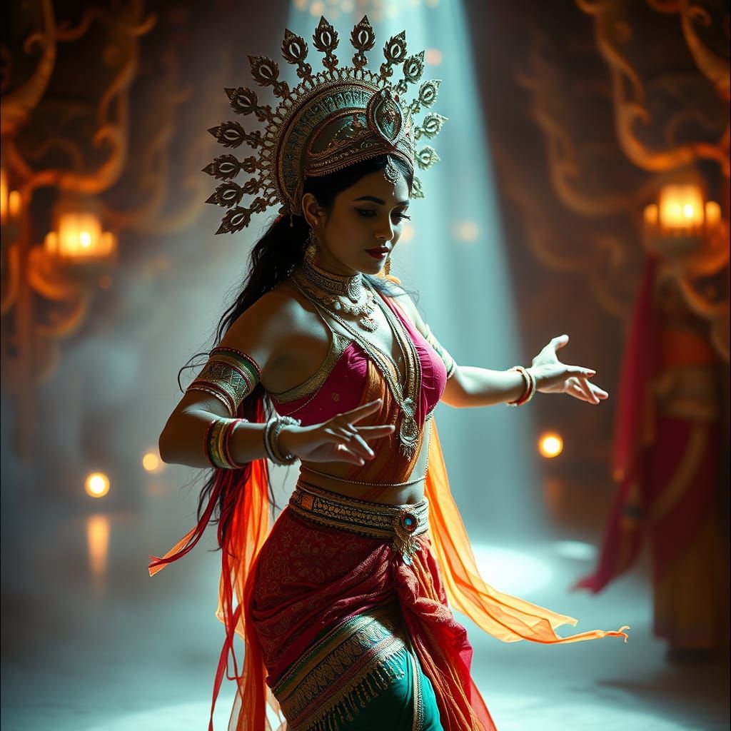 Exotic Fantasy Dancer in Cinematic Film Style