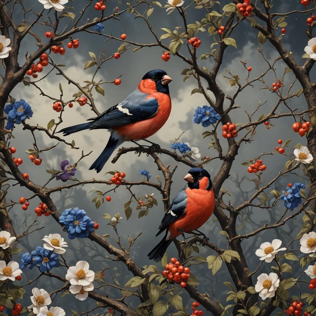 Bullfinch Portrait in Bakst-Inspired Style