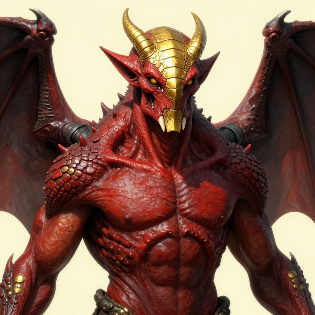 Fierce Torcher Shedim Creature with Bat Wings