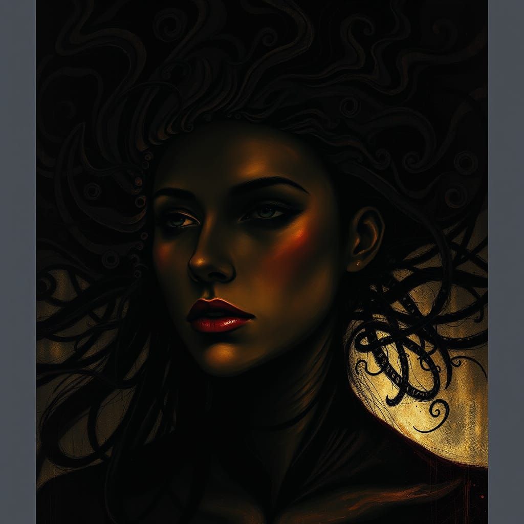 Surrealist Woman Dissolves into Darkness