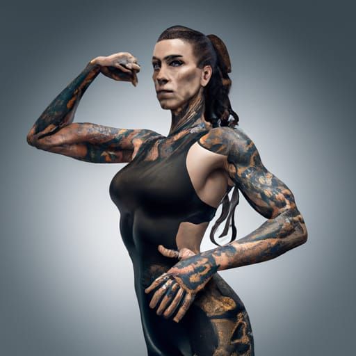 Strong Woman with Tattoos in Fantasy Art Style