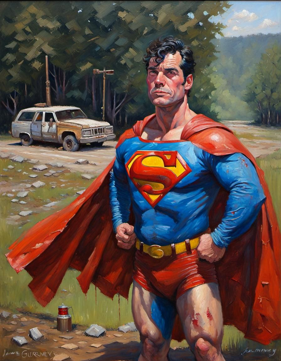 Redneck Superman as Oil Painting