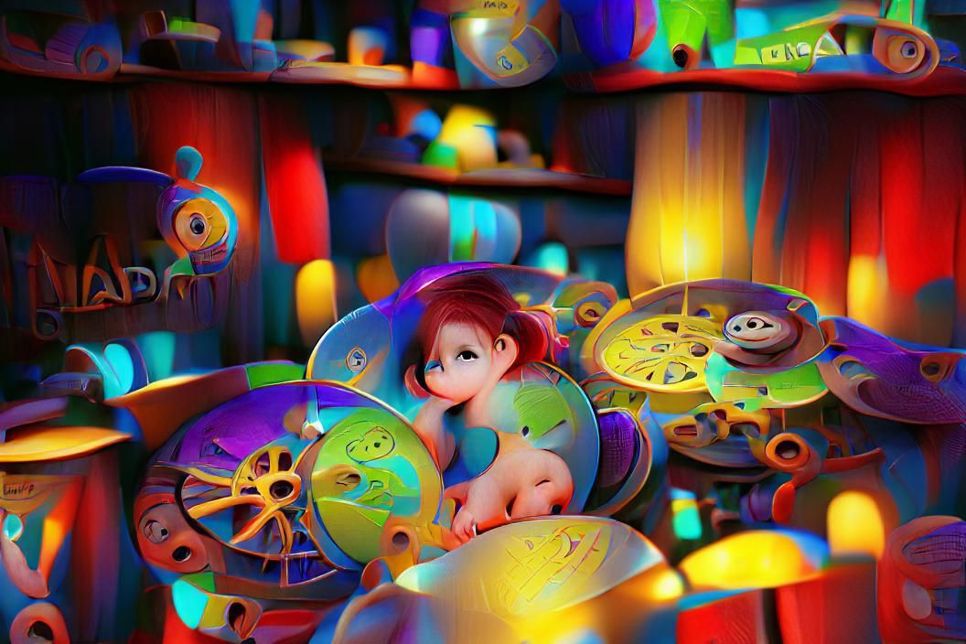 Pixar-Style 3D Art with Radial Gradient Background