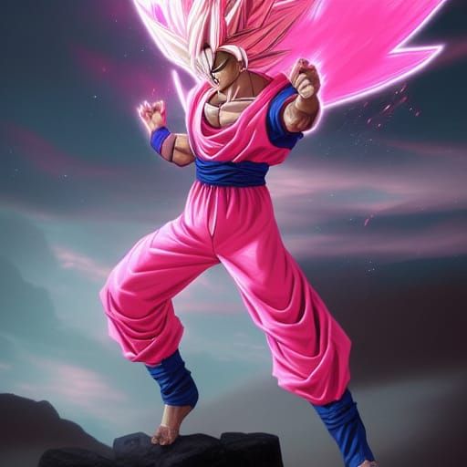 Hyperdetailed Super Saiyin Pink Goku in 8k Resolution