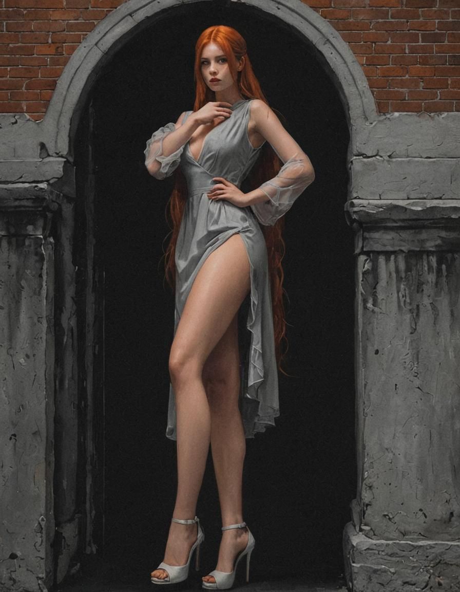 Girl with Orange Hair in Fine Art Parody