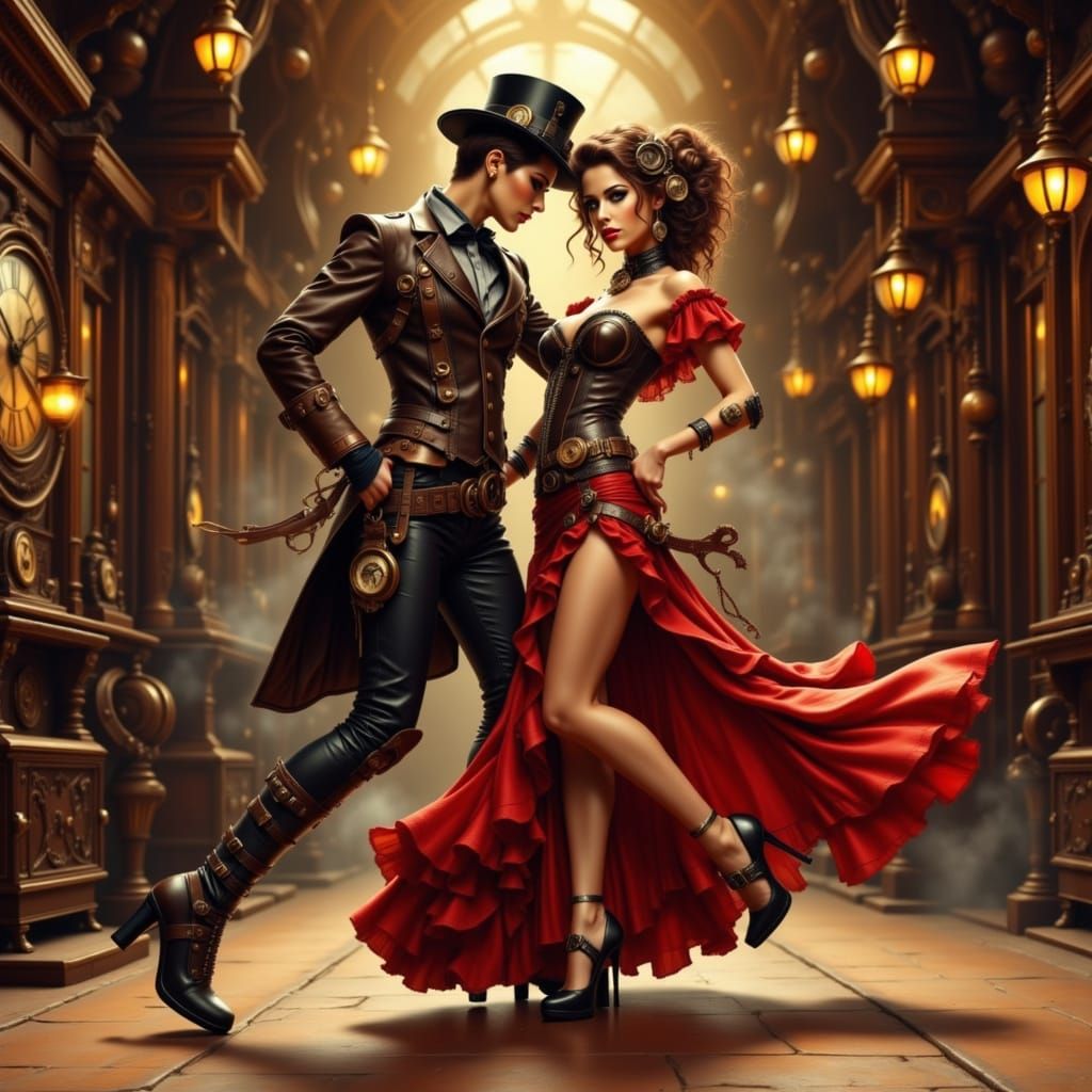 Steampunk Woman in Victorian London Alley