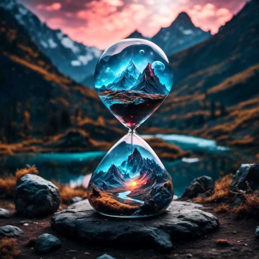 Sparkling Geology Time Chart with Hourglass