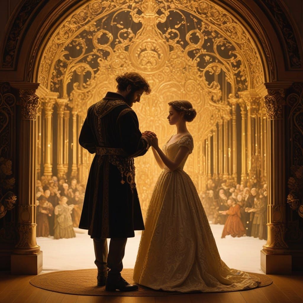 Couple Illuminated in Enchanting Christmas Scene