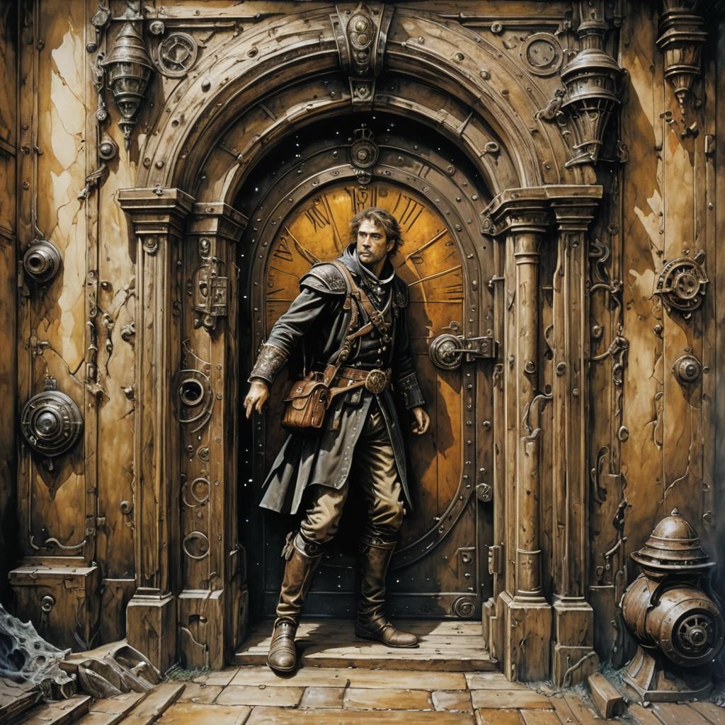 Time Traveler in Steampunk Fantasy Illustration