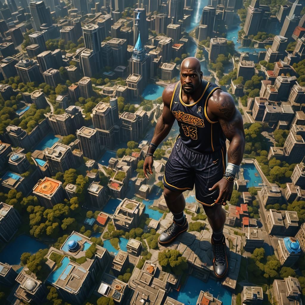 Shaquille O'Neal: Detailed Matte Painting in 8K