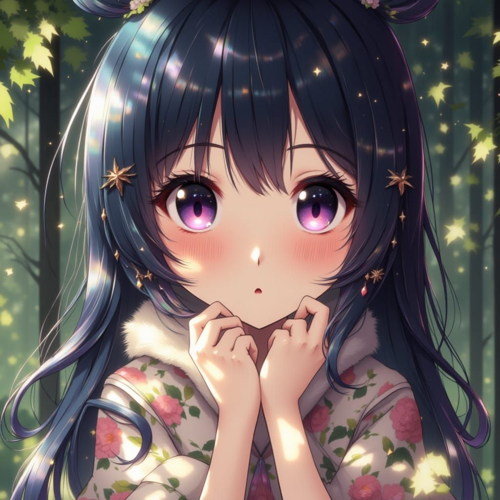 Anime Girl with Blushing Cheeks in Studio Ghibli Style