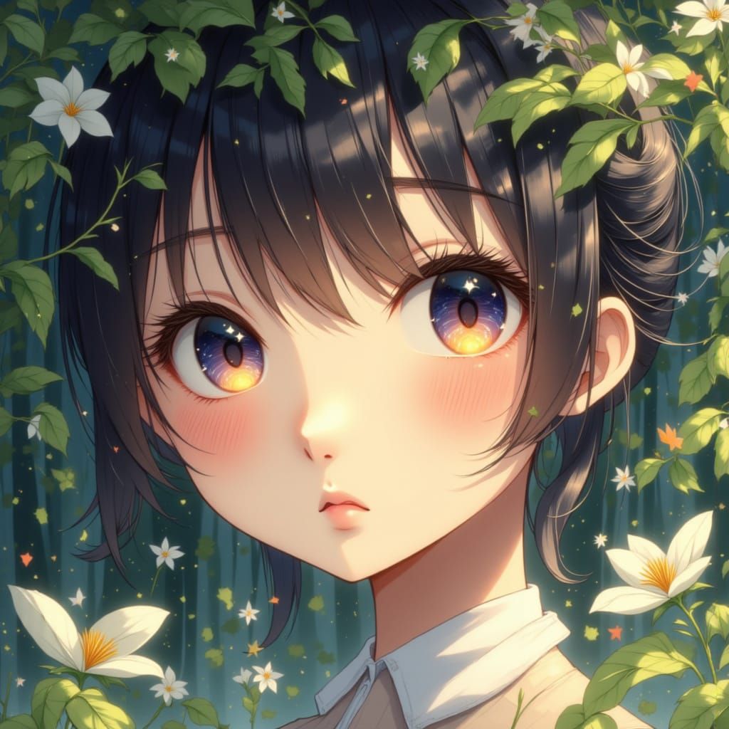 Anime Girl With Blushing Cheeks and Shy Gaze