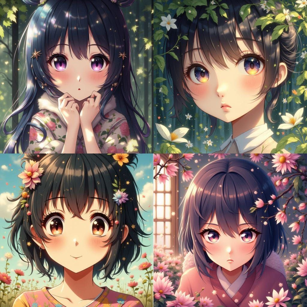 Anime Girl with Shy Gaze in Studio Ghibli Style