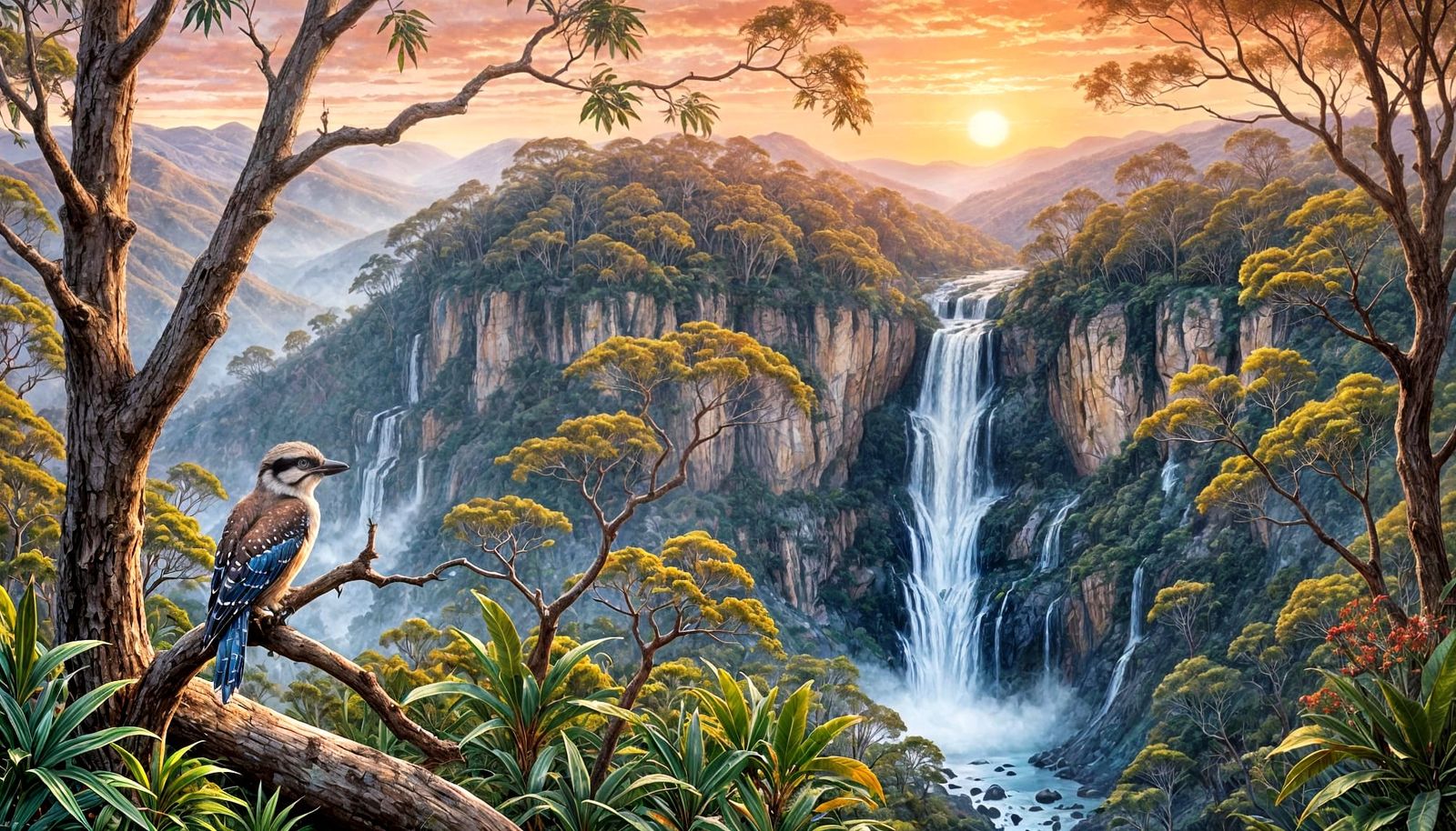 Mountain Sunset Serenity in Watercolor