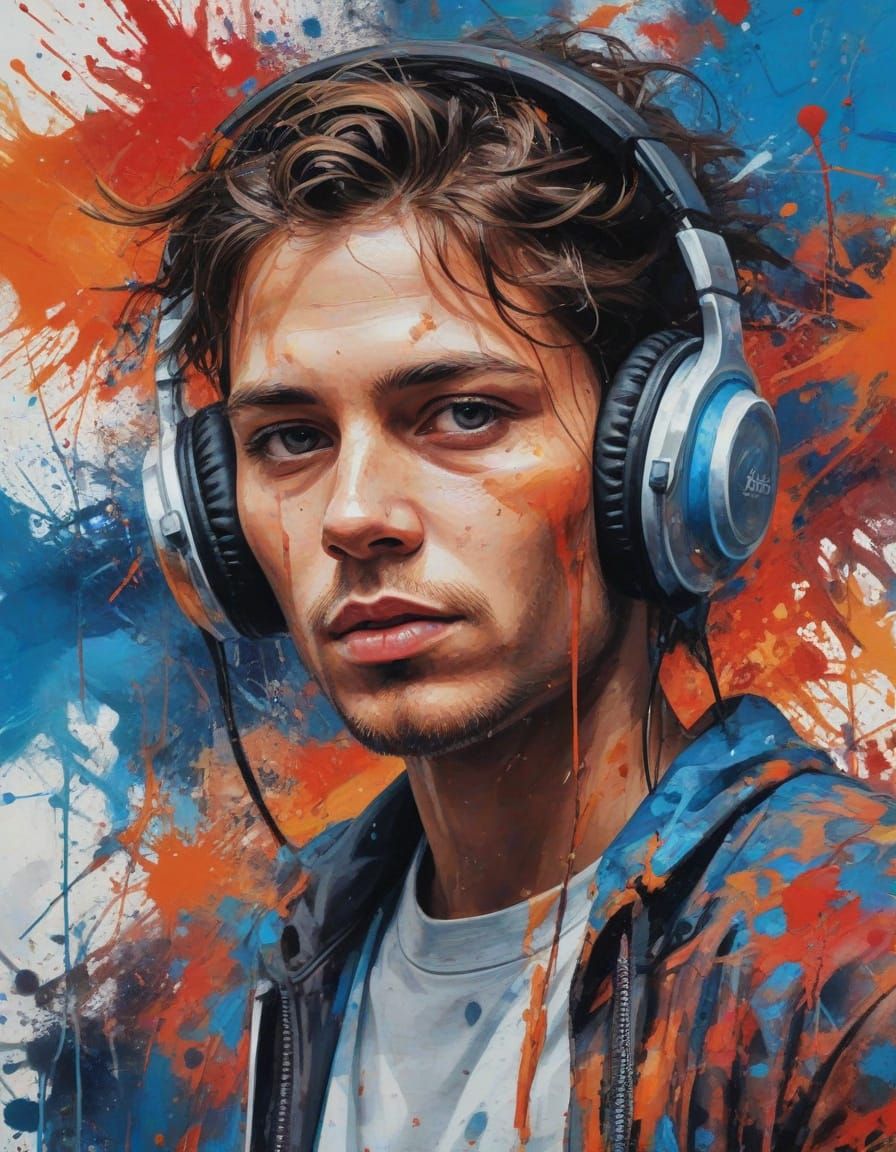 Mystical DJ in Vibrant Street Art