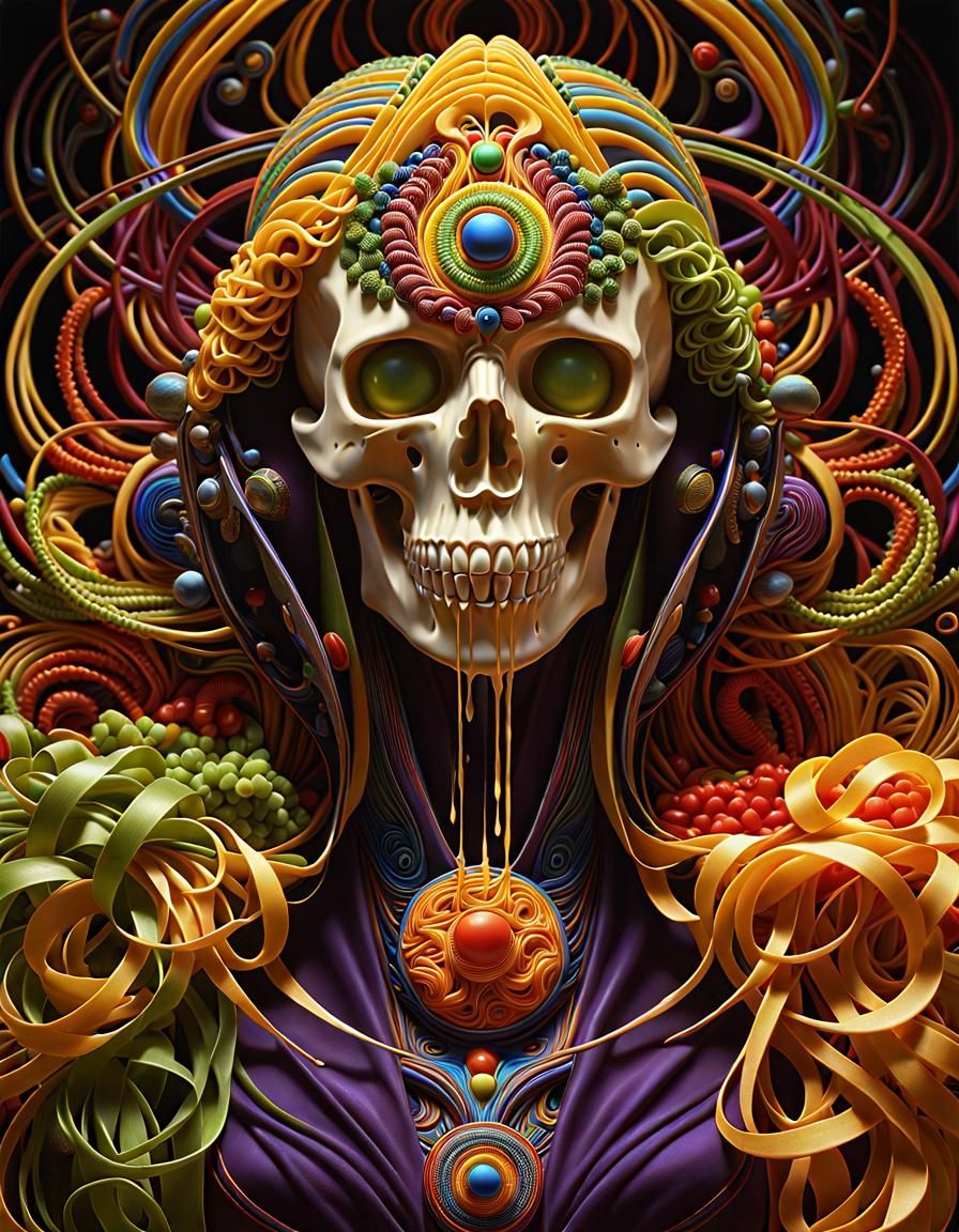 Psychedelic Pasta Dishes: Detailed Matte Painting