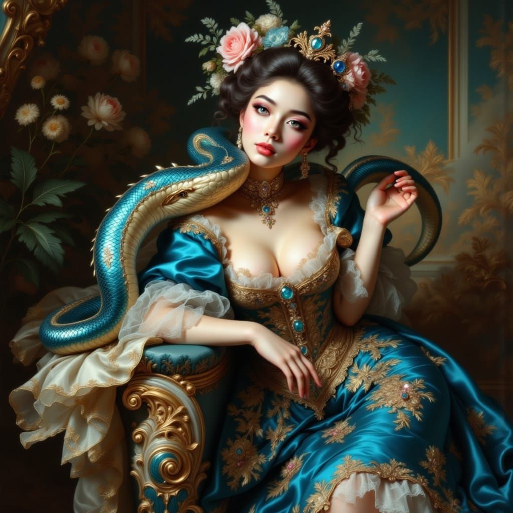 Serpentine Splendor in Lavish Rococo Style