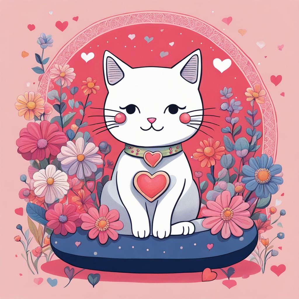 Cute Cat in Junko Mizuno Kawaii Noir Style