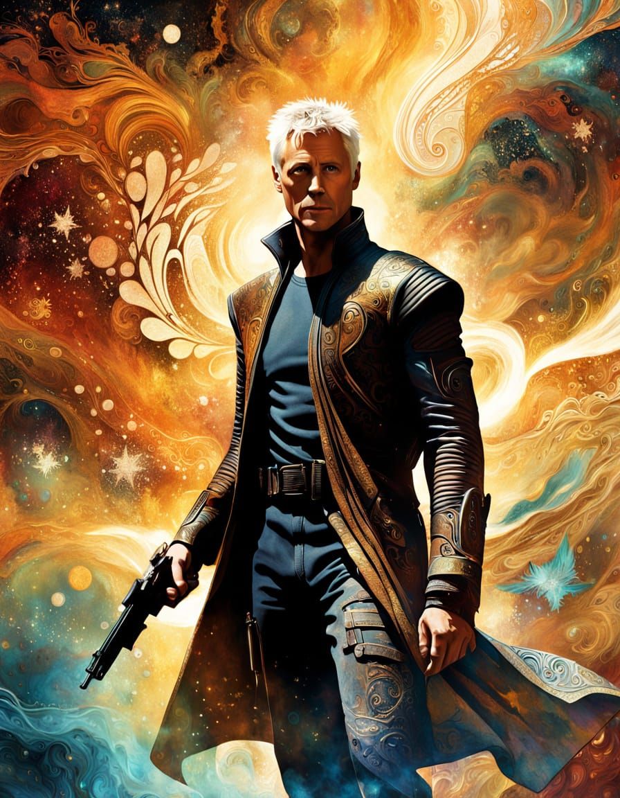 Roy Batty Blade Runner Poster in Surreal, Impasto Style