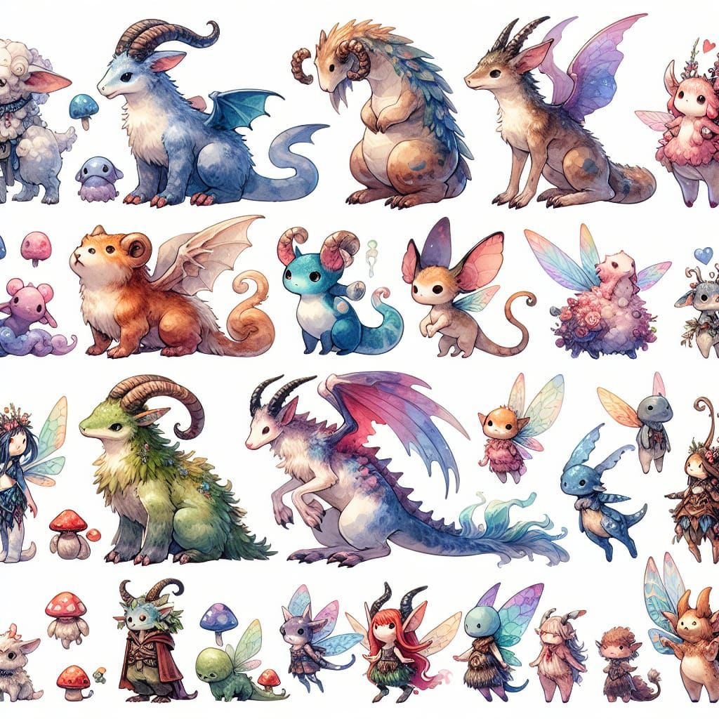 Watercolor Fantasy Creatures for RPG