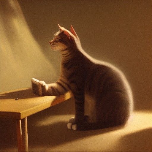 Cat Pushing Objects: Australian Tonalism Art