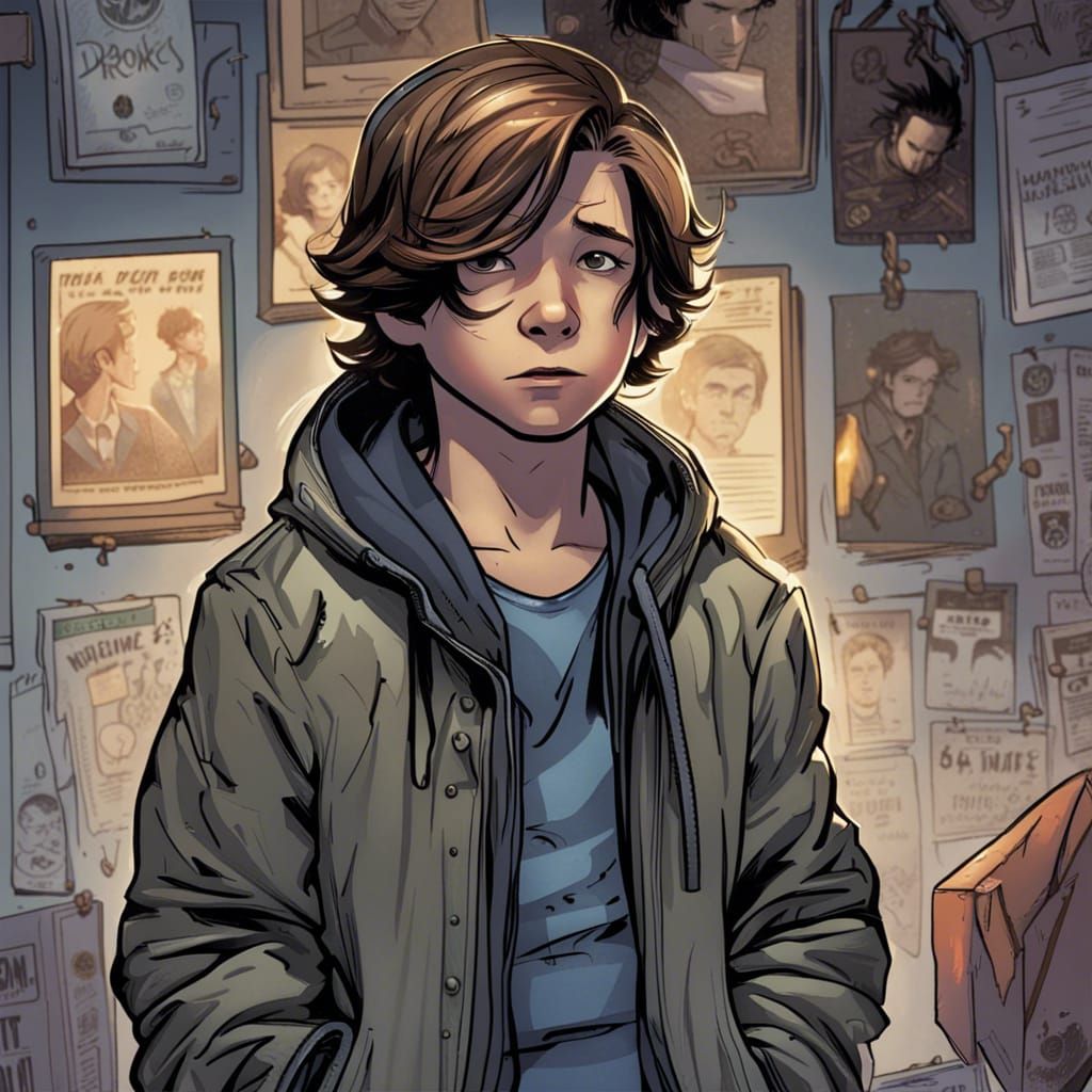 Sad Teenager in Comic Book Style Art