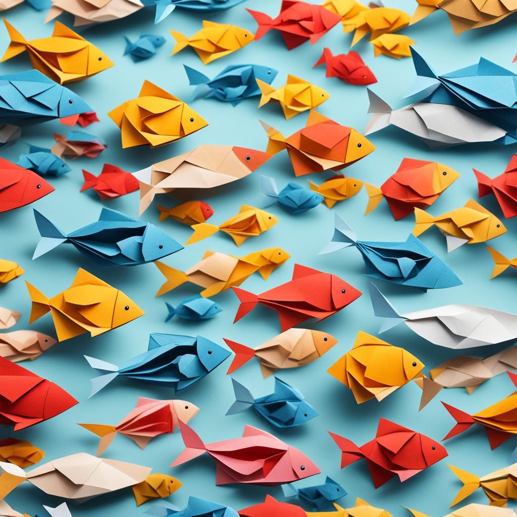 Origami Fish Papercraft in 8K Resolution