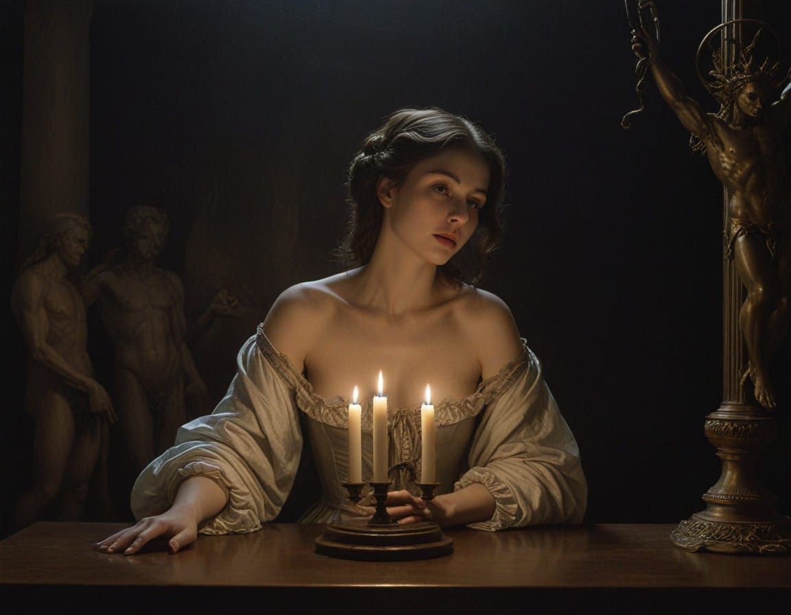 Ethereal Nighttime Ritual under Starry Skies