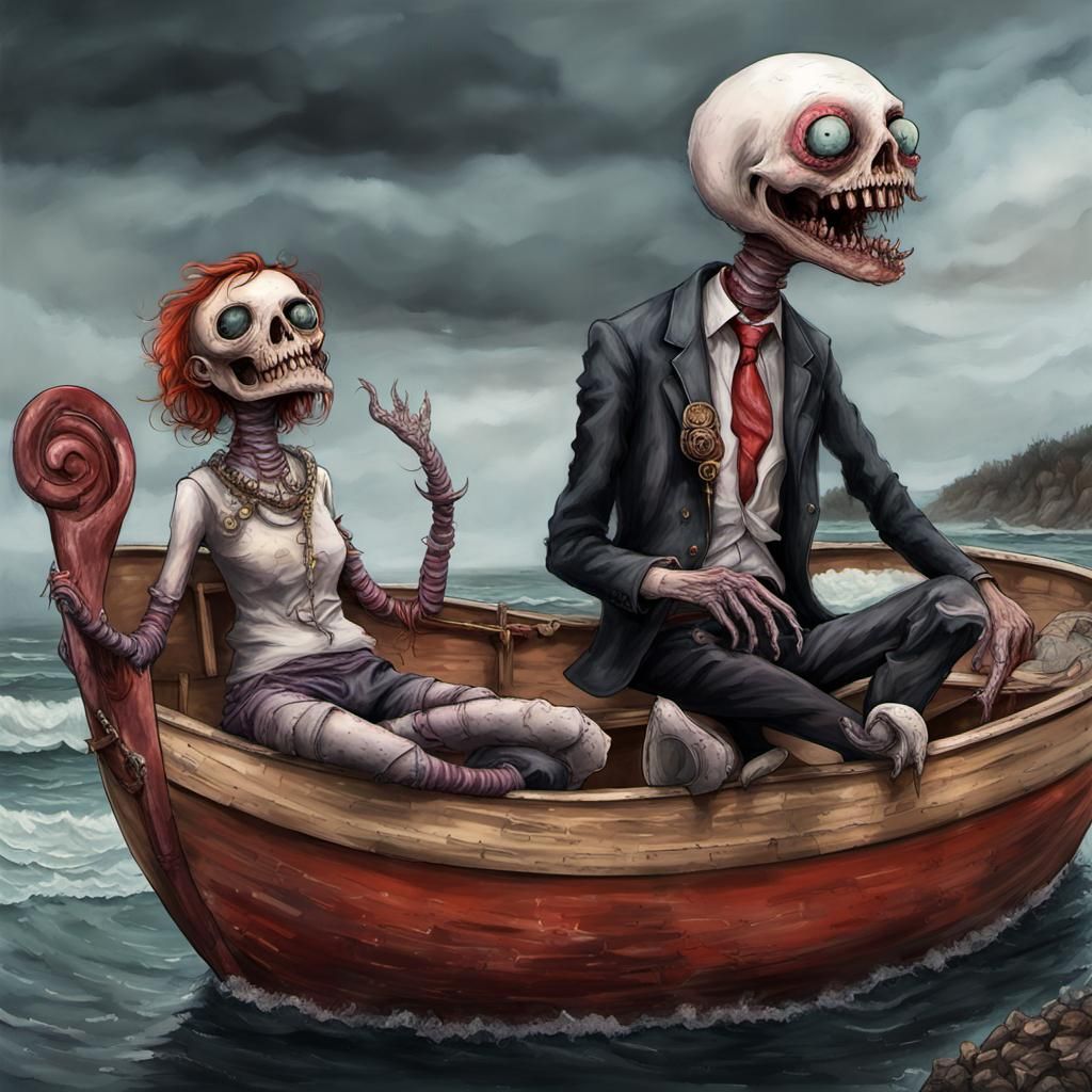 Undead Creatures in a Boat: Psychedelic Art
