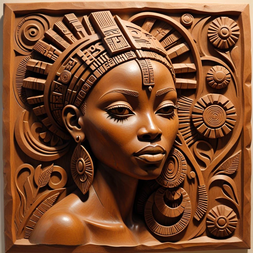 Abstract African Bas-Relief Sculpture
