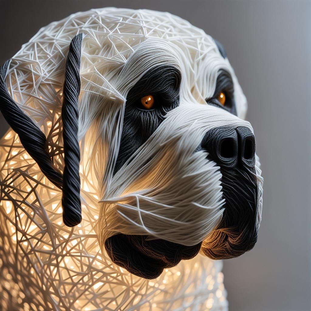 String Art Sculpture of a St. Bernard Dog
