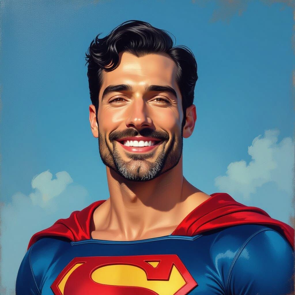 Glorious Superman Portrait in Impressionist Style