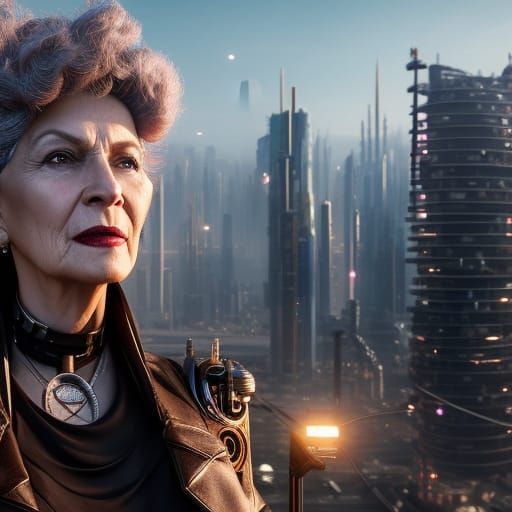 Cyberpunk Granny: Ultra Realistic Digital Painting