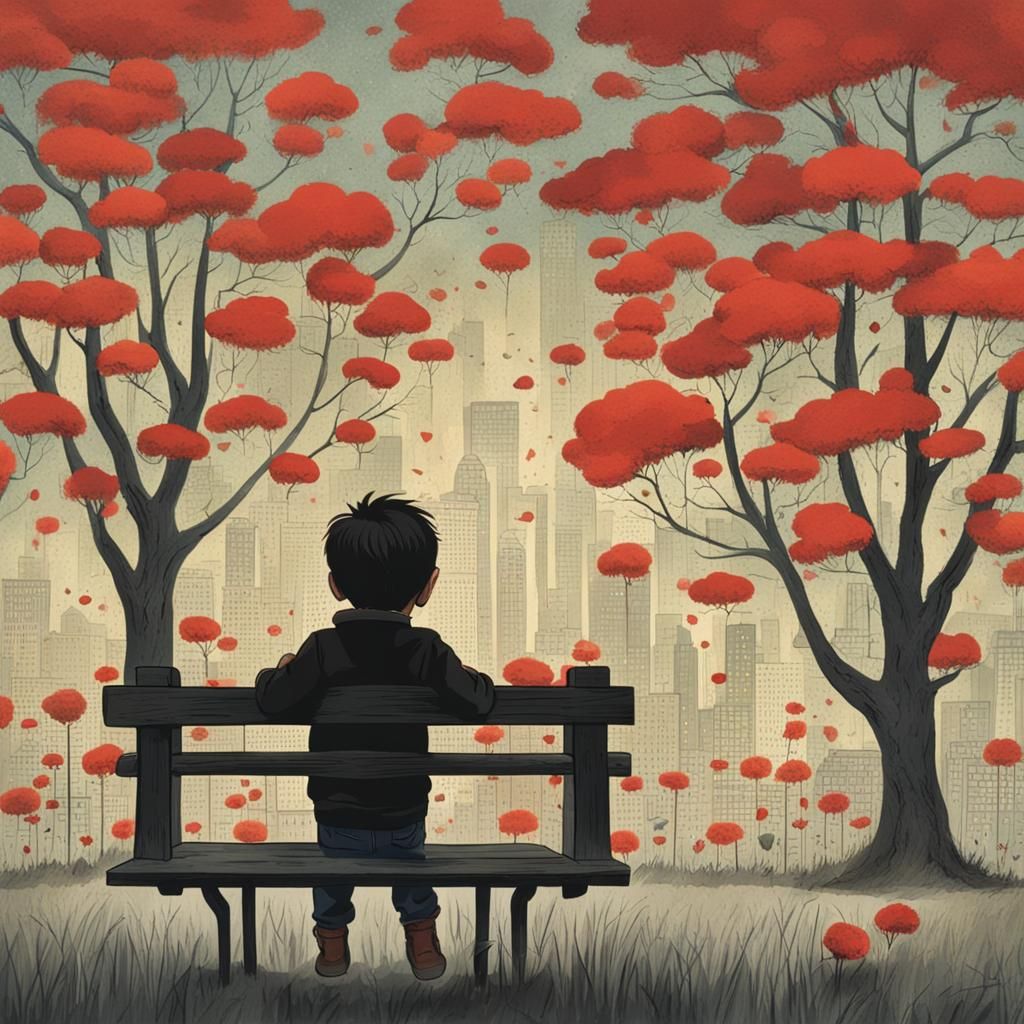 Evocative Park Bench Scene Reflecting on Childhood