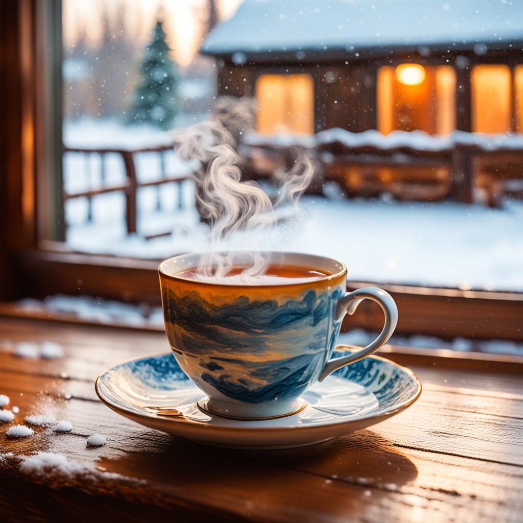 Cozy Abstract Winter Scene in Warm Light