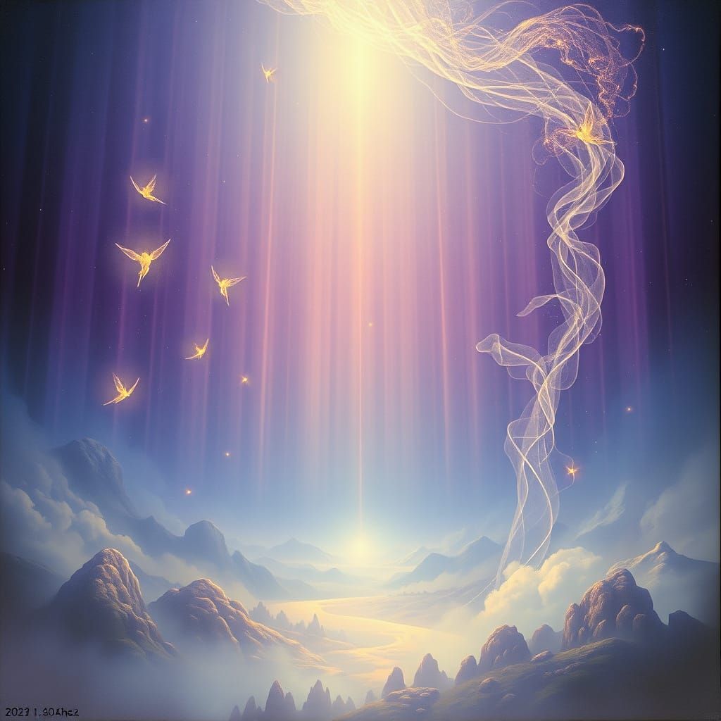 Mystical Veil Between Life and Death in Surrealist Style