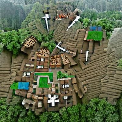 Minecraft Landscape with Blocky Terrain