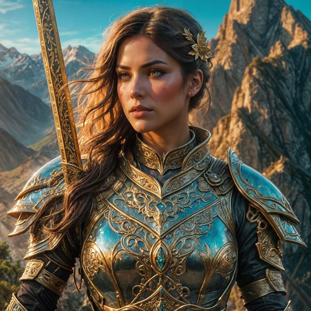 Epic Female Warrior Portrait in High Fantasy Style