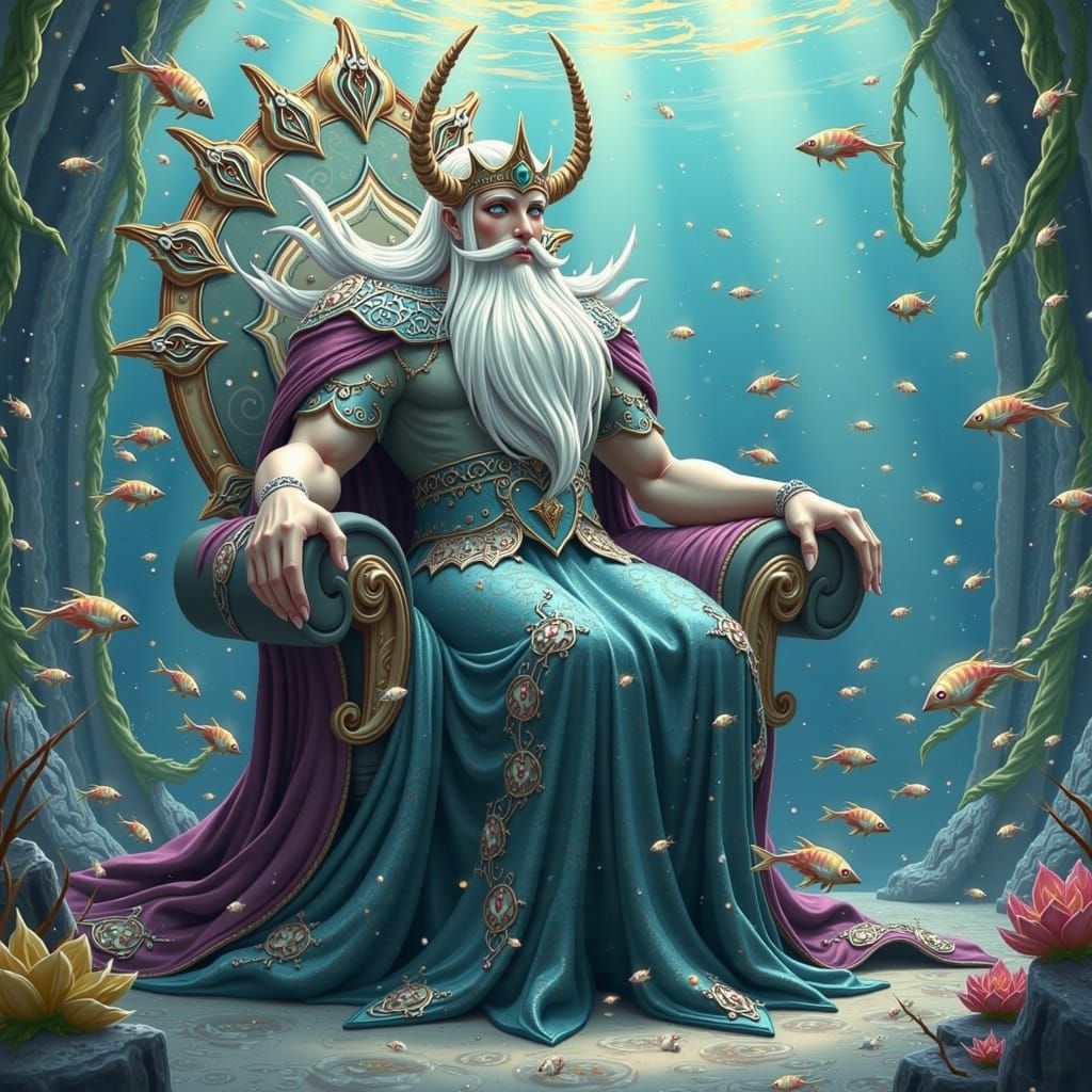 Majestic King Triton in Regal Underwater Palace