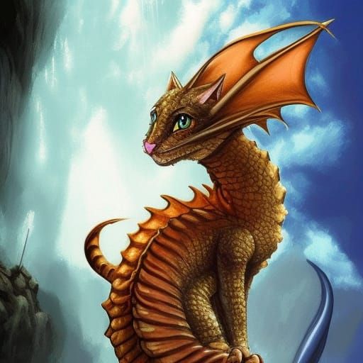 Hyper-Fluffy Dragon Cat on Fish Hoard