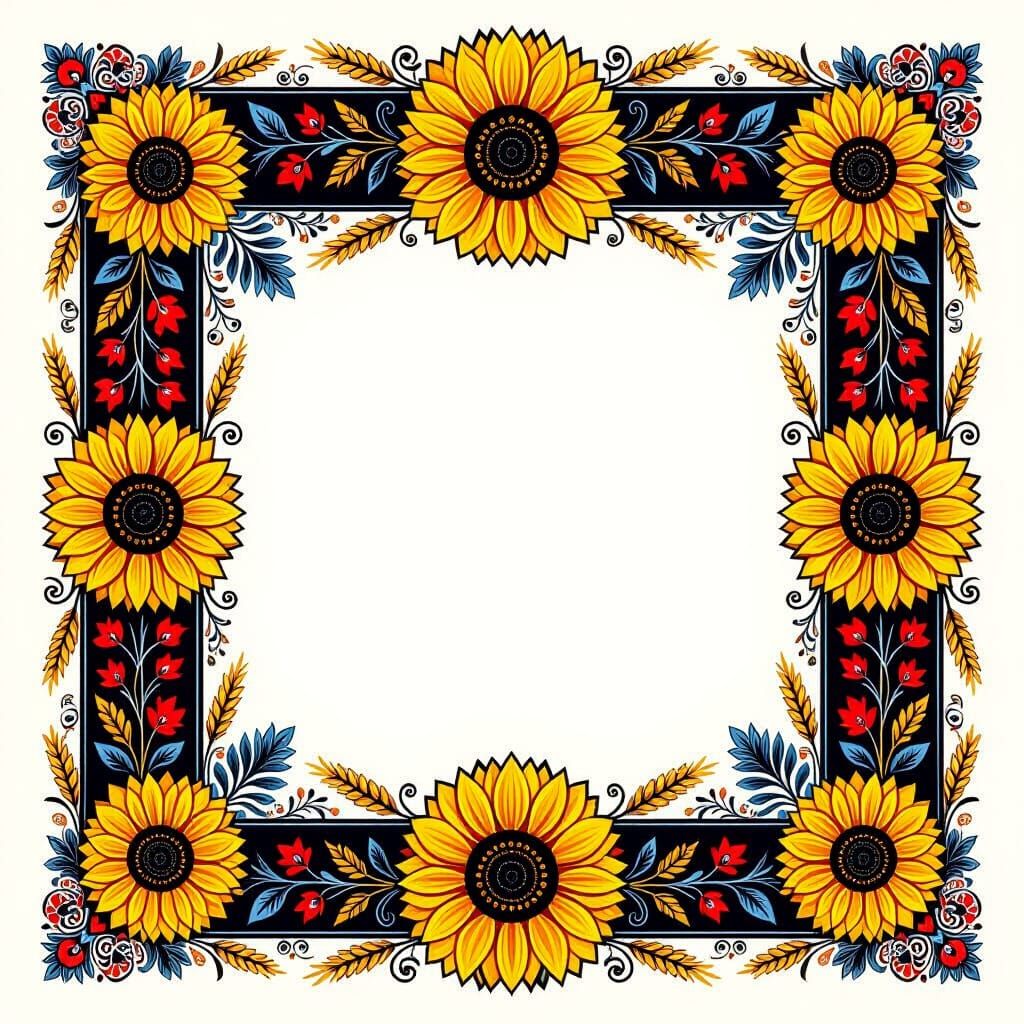 Ornate Ukrainian Frame with Vyshyvanka Patterns