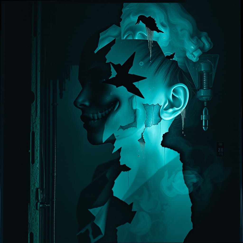 Distorted Figure in Dark, Twisted Realm