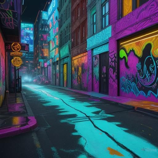 Dragon in Urban Chaos: Vibrant Street Art