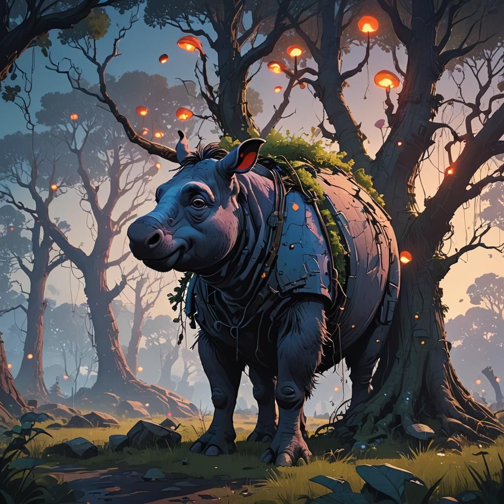 Eeyore in Mystical Forest, Digital Art