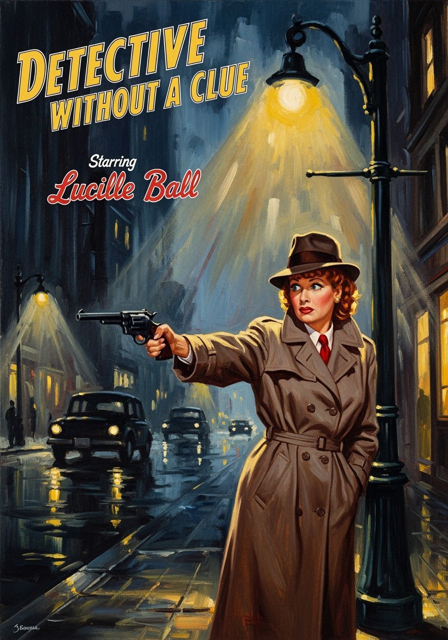 Lucille Ball Film Noir Poster in Impressionist Style