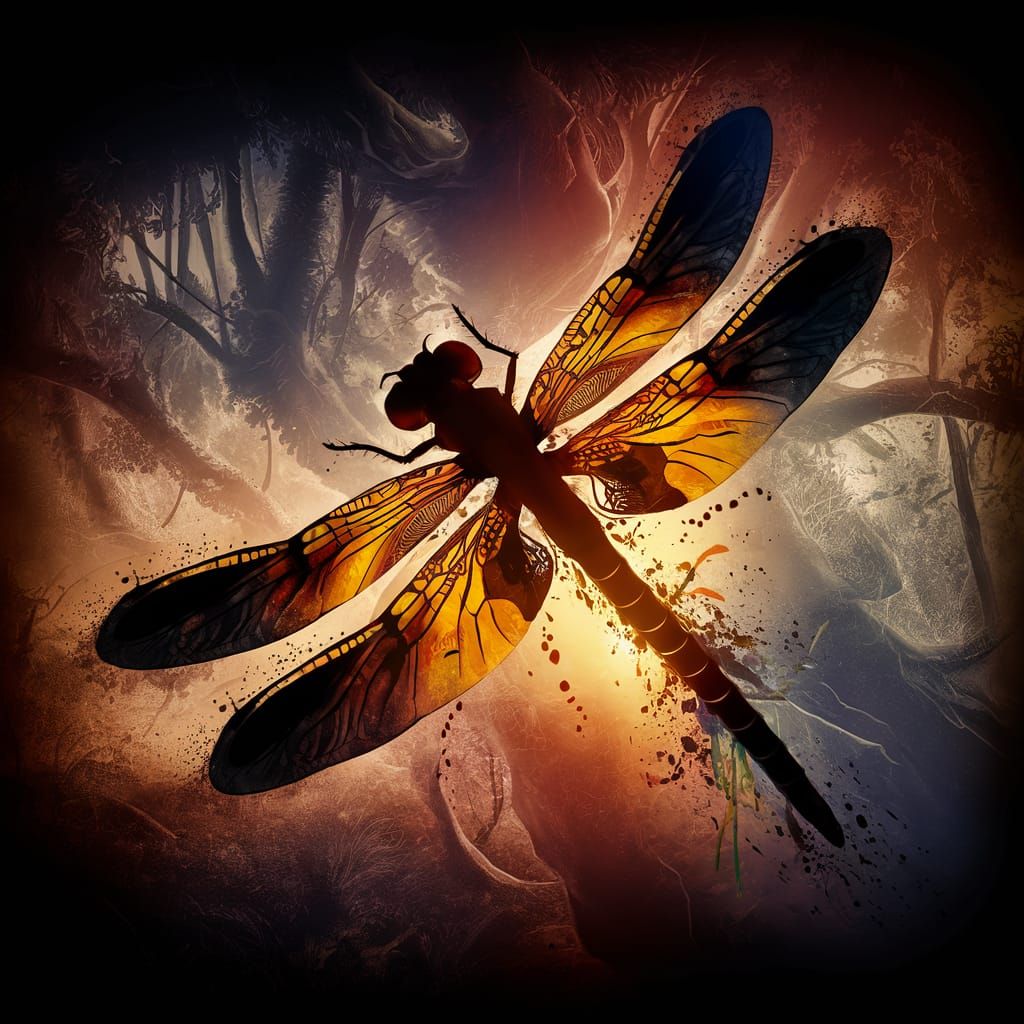Forest Meets Dragonfly: Intricate Double Exposure Concept Ar...