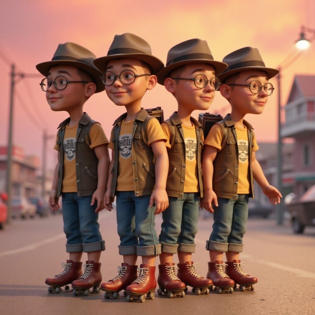 Surreal Portrait of Lora Drew and His Identical Sextuplet Br...